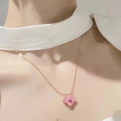 Vòng cổ bạc cỏ bốn lá mạ vàng hồng