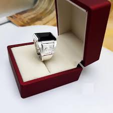 Nhẫn bạc nam gắn đá đen